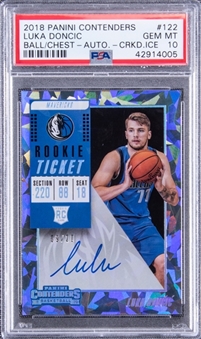 2018-19 Panini Contenders Cracked Ice Auto #122 Luka Doncic Signed Rookie Card (#09/20) - PSA GEM MT 10 "1 of 1!"